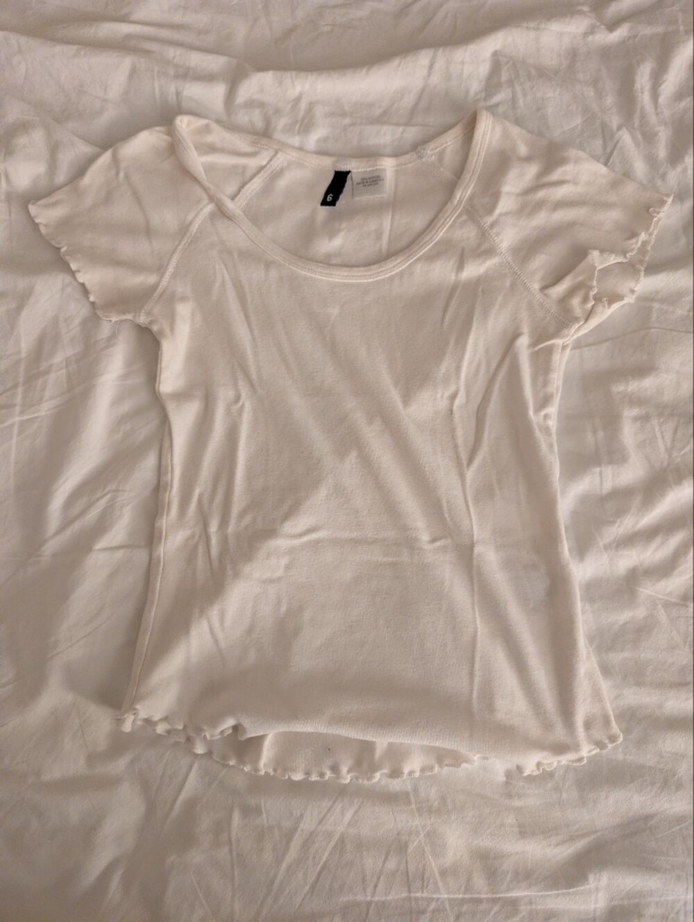 Divided White Wide Neck Short Sleeve Shirt